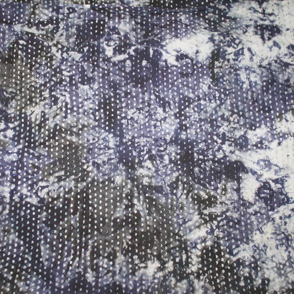 FARBIC - #1267 - Cotton - Abstract Batik Blue Tie Dye Polka Dot Odd Shape